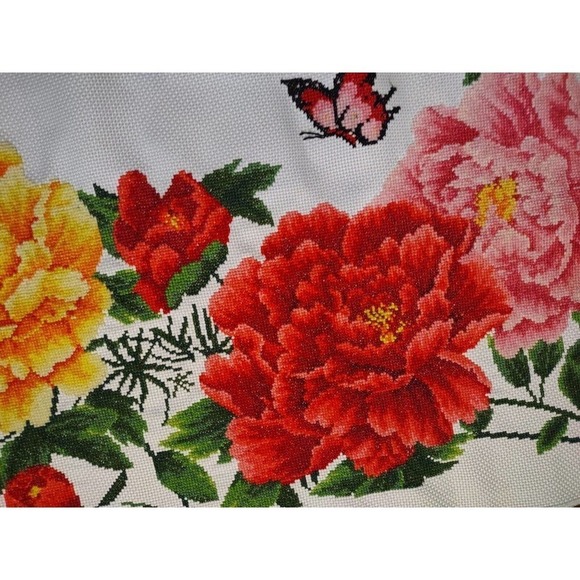 Chinese hand Floral Peony Tapestry embroidery Textile Panel 41 X 16 Colorful - Picture 12 of 15